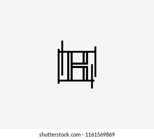 initial H letter line frame shape monogram modern logo