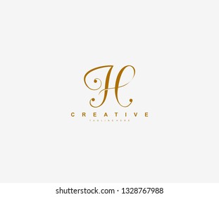 Initial H Letter Linked Beauty Script Signature Logotype