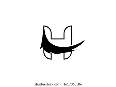 Initial H letter linked swoosh angel wing beauty monogram logo