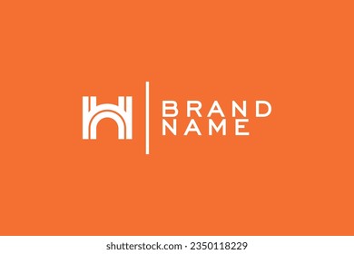 Plantilla del vector de diseño del logotipo de la letra H inicial. Letra de alfabeto creativo e icono de monograma en colores blanco y naranja