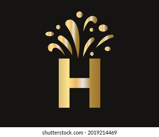Initial H letter logo with luxury concept. Elegant H logo luxury and celebration concept. 