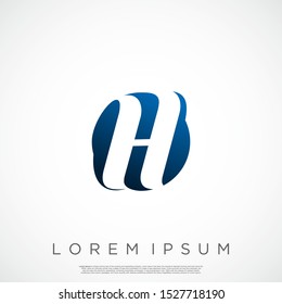 Initial H Letter Logo Monogram Rounded Shape Vector Template.