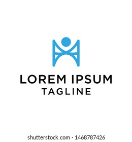 initial H letter logo template with human design,vector logo for business corporate, element , Abstract, fitness, health, coach, illustration design