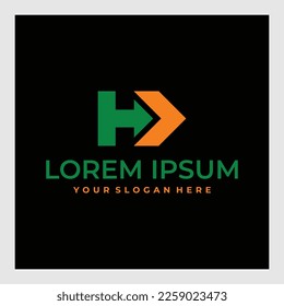 Initial h letter modern logo with arrow plane for logistic, travel, start up template brand