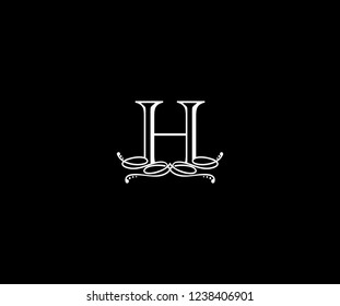 Initial H Letter Monogram Linear Vintage Ornate Victorian Logotype