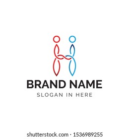 initial H letter with people collaboration shaped inside vector logo design illustration