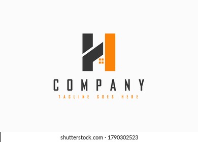 Initial H Letter Real Estate Logo Design, Vector Business Brand Logo Building City Scape