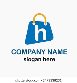 Initial h Letter with Shopping Bag Icon for Online Shop, Online Store Logo Idea Vector Template