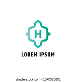 Initial H Letter With Simple Asbstract Shape. Can be adapt to Corporate identity, logo, icon, symbol and brand identity