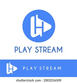 Initial H Letter Simple Modern Multimedia, Video Play, Film, Movie, Stream, Virtual Logo Business Concept