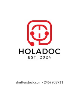 Letra H inicial con el logotipo en forma de estetoscopio diseño icono ilustración