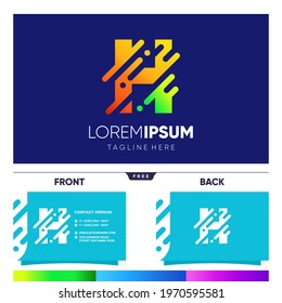 Initial H Letter Tech Logo Design Vector Graphic