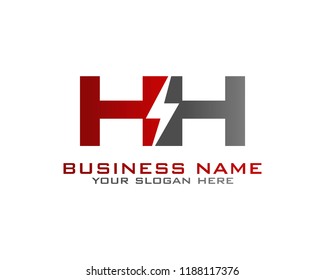 Initial H H logo concept with electric template vector