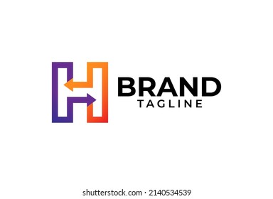 Initial H Logo, letter H with arrow combination, usable for logistic, finance and company logos, vector illustration