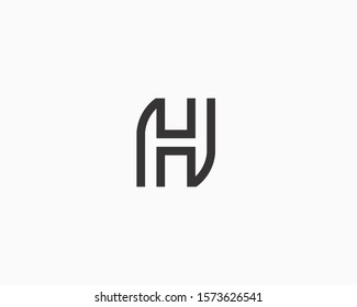 initial H logo line art black and white with sharp edge