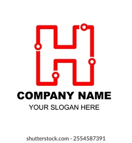 Initial H Logo. Modern H letter. Creative letter H monoline logo design vector template. Logotype for technology bussiness or tech club for research education