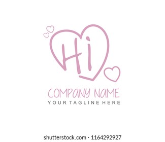 Initial H I with love logo template vector