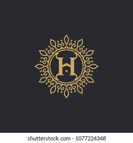 Initial H luxurious logo, vector logo template