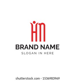  Initial H and M letters with people inside shaped vector logo illustration