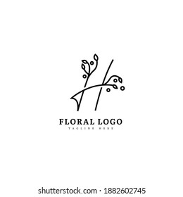 Initial H minimalis monogram logo with flourish ornament. Typography for company and business logo.