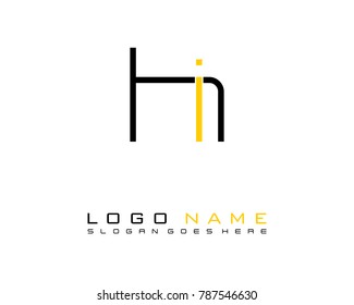 Initial H & I minimalist logo template vector