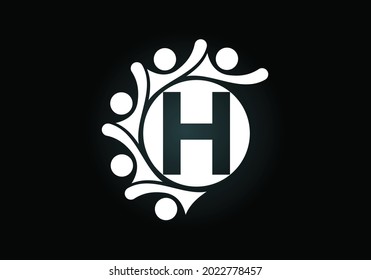 Initial H monogram alphabet with connecting people. Team, cooperation logo sign symbol. Font emblem. Logo for corporate business collaboration and great work