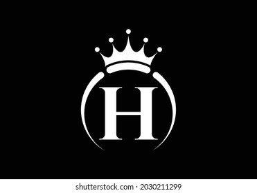 Initial H monogram alphabet with a crown. Royal, King, queen luxury symbol. Font emblem. Modern luxury brand element sign. Vector illustration.