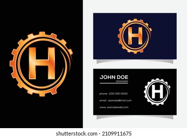 Initiales H-Monogramm-Alphabet in einer Zahnspirale. Logo-Design des Zahntechnikers. Logo für Automobil