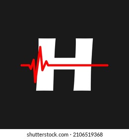Initial h monogram alphabet with health Pulse. Heartbeat logo icon design vector. Font emblem. Logo for medical or health business, and company identity