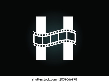 Initial H monogram alphabet incorporated with film reel. Video and movie logo concept. Font emblem. Logo for the entertainment business and company identity