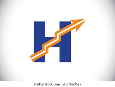 Initial H monogram alphabet symbol design incorporated with the arrow. Financial or success logo concept. Font emblem. Logo for business and company identity