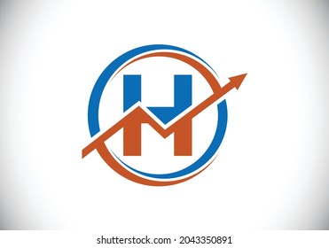 Initial H monogram alphabet symbol design incorporated with the arrow. Financial or success logo concept. Font emblem. Logo for accounting business and company identity