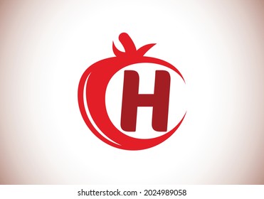Initial H monogram alphabet with tomato. Tomato logo design template. Font emblem. Modern vector logo for organic food business, and company identity