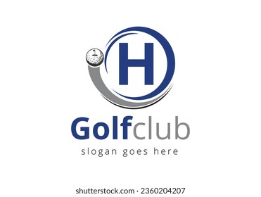 Initial H monogram alphabet with6 Golf Logo Design Template. Hockey Sport Academy Sign, Club Symbol. business, and company identity.