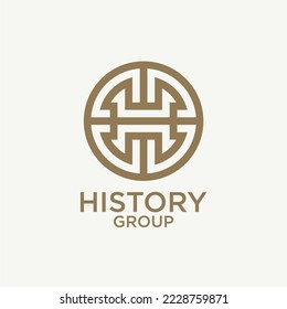 Initial H , Monogram H with asian greek pattern for your company