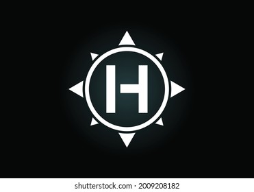 Initial H monogram letter alphabet in a compass. Font emblem. Compass logo sign symbol. Modern vector logo design for business and company identity.