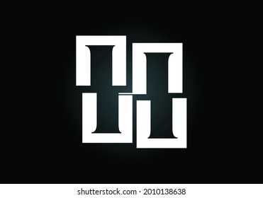 Initial H monogram letter alphabet made of four squares. Font emblem. Broken, puzzle alphabet sign. Modern vector logo design for business, and company identity.