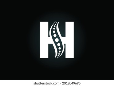 Initial H monogram letter alphabet with chiropractic spine logo. Spinal care icon. Font emblem. Modern logotype for orthopedic business and company identity.