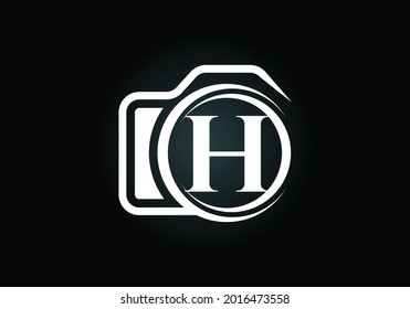 Anfangs-H-Monogramm-Buchstabenalphabet mit Kamerasymbol. Fotografisches Logo, Vektorgrafik. Modernes Logo-Design für Fotografie Business und Firmenidentität.
