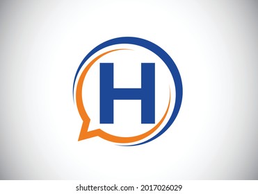 Alfabeto inicial H monograma con un icono de charla de burbujas. Conversando, chateando el concepto de logo. Diseño de logotipo moderno para un negocio de consultoría, e identidad de empresa.