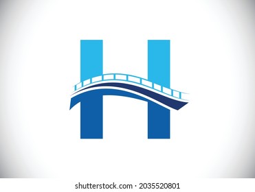 Initial H monogram letter alphabet with bridge sign. Abstract bridge logo design template. Modern vector logo for construction business and company identity.