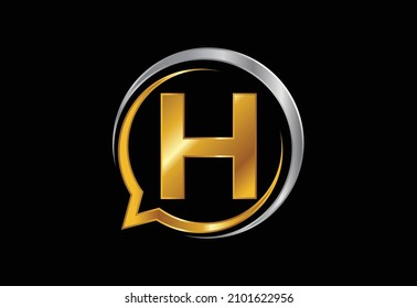 Initial H monogram letter alphabet with a bubble chat icon. Talking, chatting logo concept. Modern logo design for a consultancy business, and company identity.