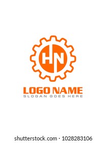 Initial H & N gear logo template vector