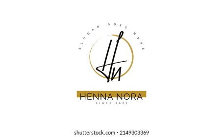 Initial H and N Logo Design with Elegant and Minimalist Handwriting Style. HN Signature Logo or Symbol for Wedding, Fashion, Jewelry, Boutique, and Business Identity