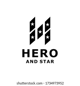 Initial H or N with star for hero logo design vector