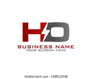 Initial H O logo concept with electric template vector