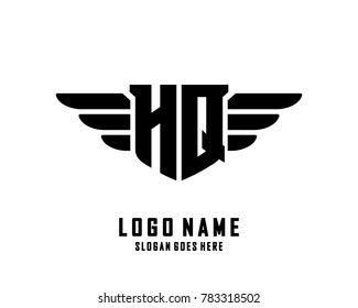 Initial H & Q wing logo template vector