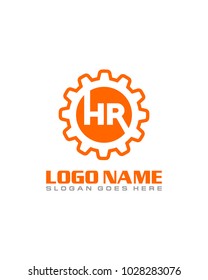 Initial H & R gear logo template vector