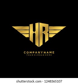 Initial H R wing logo template vector