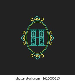 initial H shield and secure logo vector template